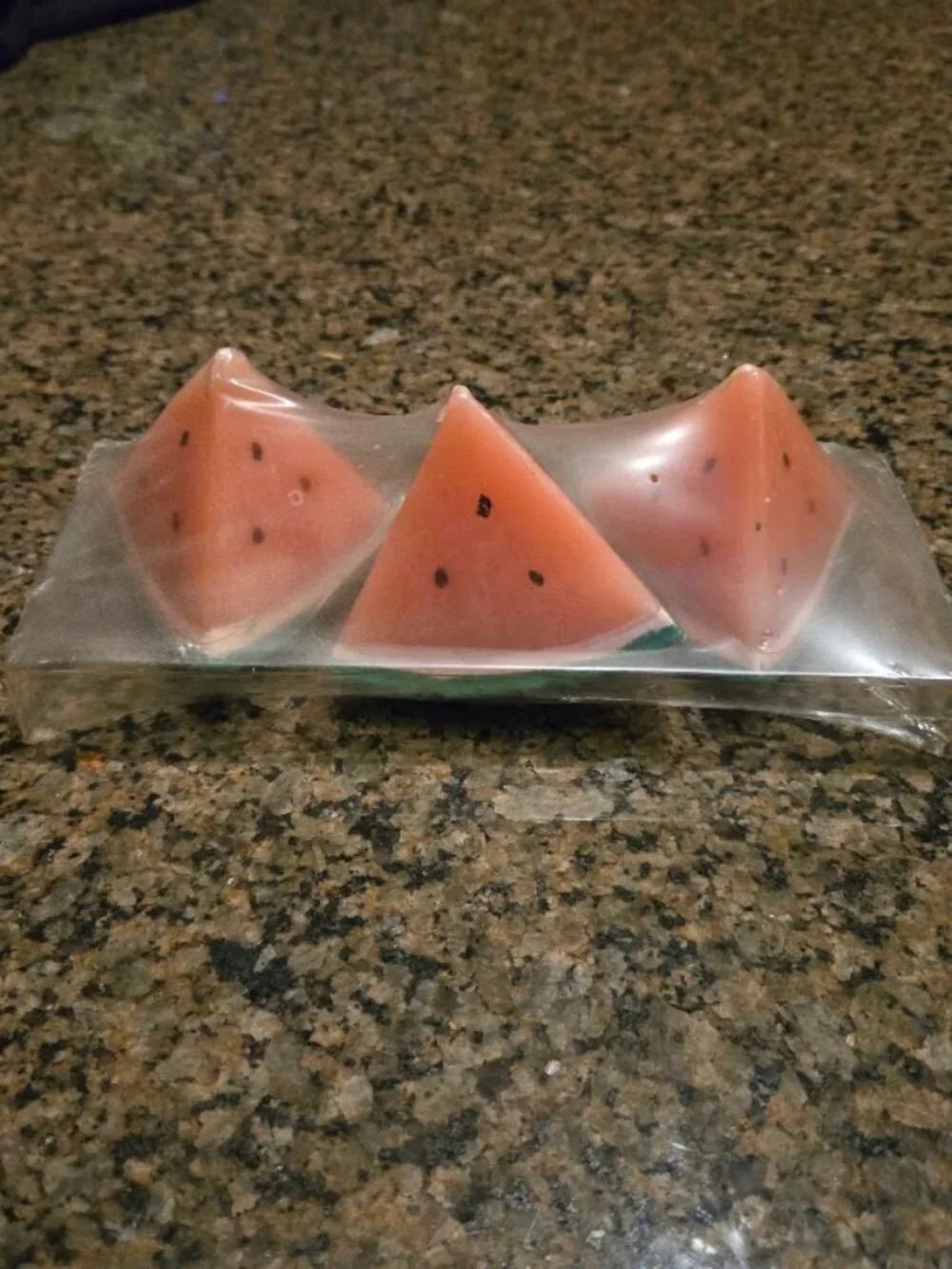 New/Sealed Set of 3 Watermelon Wedges Citronella Outdoor Candles